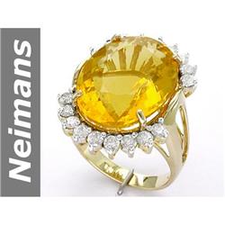 13.11 ct Fire Opal & Diamond Ring 14kt Gold