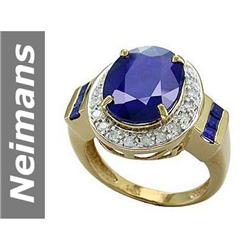 11.08 ct Blue Sapphire & Diamond Gents Ring 14kt Gold