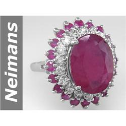 Stunning 16.79 ct  Rare Ruby & Diamond Ring 14kt Gold !
