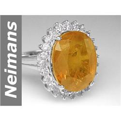 Rich 14.61 ct Yellow Sapphire & Diamond Ring 14kt Gold
