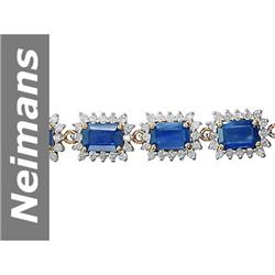 13.68 ct Sapphire & Diamond Bracelet 14kt Gold