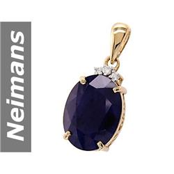 12.55 ct Sapphire & Diamond Pendant 14kt Gold
