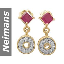 .96 ct Ruby & Diamond Earrings 14kt Gold