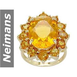 13.21 ct Fire Opal & Yellow Sapphire Ring 14kt Gold