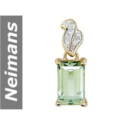 2.23 ct Green Amethyst & Diamond Pendant 14kt Gold