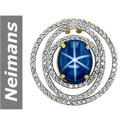 7.09 ct Star Sapphire & Diamond Pendant 14kt Gold