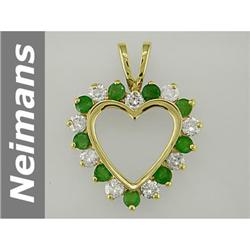 Hot .98 ct Emerald & Diamond Pendant 14kt Gold $1 NR