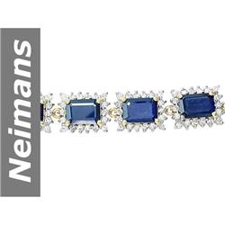 21.86 ct Sapphire & Diamond Bracelet 14kt Gold
