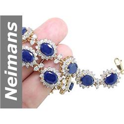32.35 ct Sapphire & Diamond Bracelet 14kt Gold