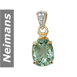 2.82 ct Green Amethyst & Diamond Pendant 14kt Gold