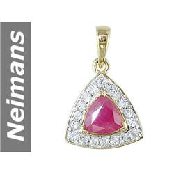 2.94 ct Ruby & White Sapphire Pendant 14kt Gold
