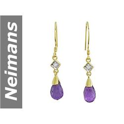 4.22 ct Amethyst & Diamond Earrings 14kt Gold
