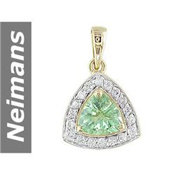 3.13 ct Green Amethyst & White Sapphire Pendant 14kt Gold