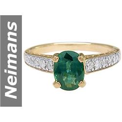 1.54 ct Green Sapphire & Diamond Ring 14kt Gold