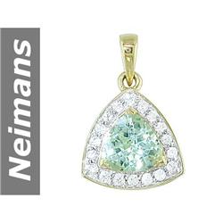 4.12 ct Green Amethyst & White Sapphire Pendant 14kt Gold