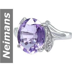 3.51 ct Amethyst & Diamond Ring 14kt Gold