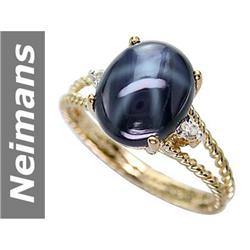 4.59 ct Star Sapphire & White Sapphire Ring 14kt Gold