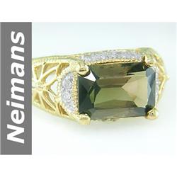 $1NR 3.61 ct Green Tourmaline & Diamond Ring 14kt Gold