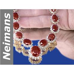 111.00 ct Ruby & Diamond Necklace 14kt Gold