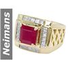 Image 1 : 3.50 ct Ruby & Diamond Gents Ring 14kt Gold
