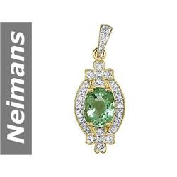 3.59 ct Green Amethyst & Diamond Pendant 14kt Gold