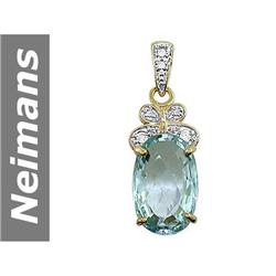 9.59 ct Green Kunzite & Diamond Pendant 14kt Gold