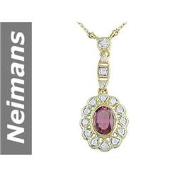 1.70 ct Pink Tourmaline & Diamond Necklace 14kt Gold