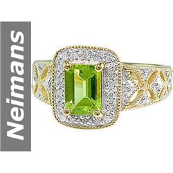 1.09 ct Peridot & Diamond Ring 14kt Gold