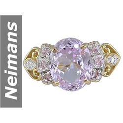 7.83 ct Pink Kunzite & Pink Sapphire & Diamond Ring 14kt Gold
