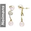 Image 1 : 8.5-9.5 MM Akoya Pearl & Diamond Earrings 14kt Gold