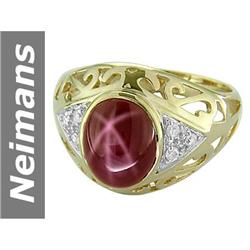 7.4 ct Star Ruby & Diamond Gents Ring 14kt Gold