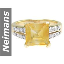 3.71 ct Citrine & Diamond Ring 14kt Gold