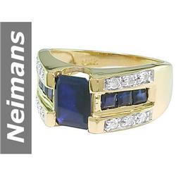 2.80 ct Blue Sapphire & Diamond Ring 14kt Gold