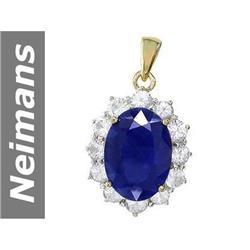 14.00 ct Blue, White Sapphire Pendant 14kt Gold