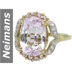 9.56 ct Pink Kunzite & Pink Sapphire & Diamond Ring 14kt Gold