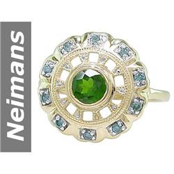 .75 ct Blue Diamond & Chrome Diopside Ring 14kt Gold