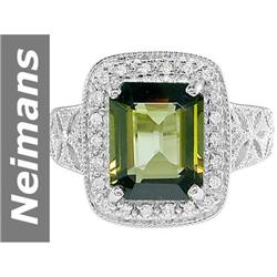 3.61 ct Green Tourmaline & Diamond Ring 14kt Gold