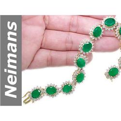 23.4 ct Emerald & Diamond Bracelet 14kt Gold