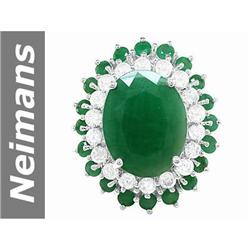 14.24 ct Emerald & Diamond Ring 14kt Gold