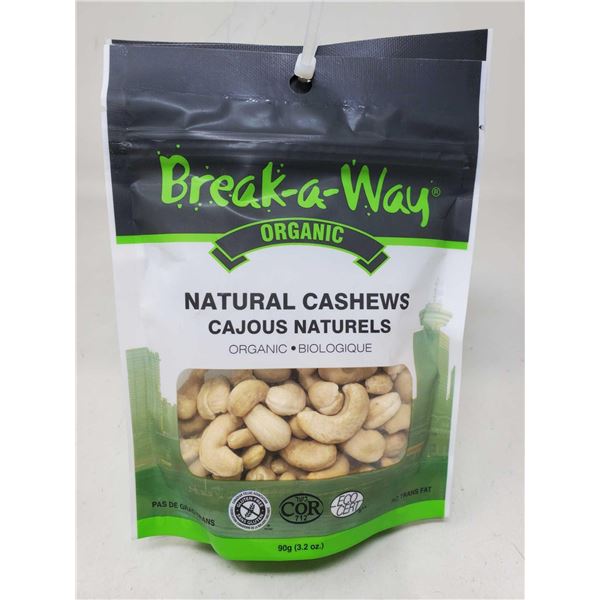 Break-a-Way Organic Natural Cashews (6 x 90g)