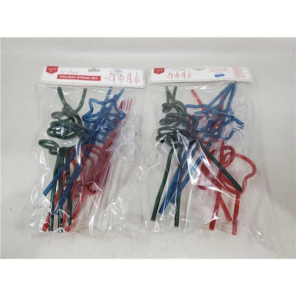 12 Piece Holdiay Straw Set (2 x 12)