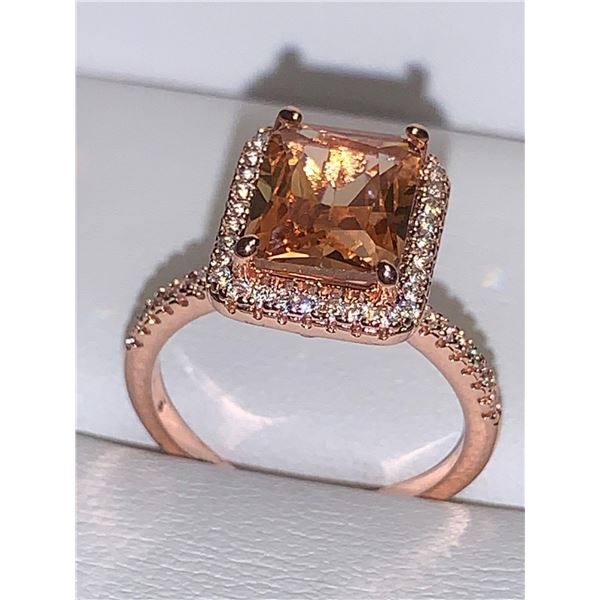 Emerald Cut 1.2 Carat Solitaire Stone Engegement ring 14K Rose GP Ladies NEW Size 7