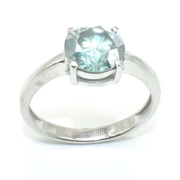 Silver Moissanite ( Round 8.50 Mm)(2.4ct) Rhodium Plated Test  Ring (~weight 2.65g) - NEW