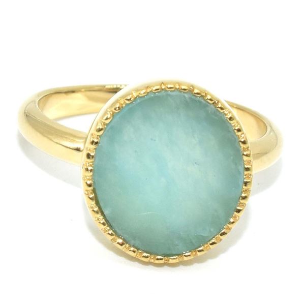 Gold plated Silver Chalcedony(2.75ct) Gold Rhodium Plated Ring (~weight 3g) NEW size 7