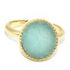 Image 1 : Gold plated Silver Chalcedony(2.75ct) Gold Rhodium Plated Ring (~weight 3g) NEW size 7