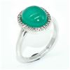 Image 3 : Silver Green Onyx Stone(3.6ct) Rhodium Plated Ring (~weight 3.65g) NEW size 7