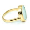 Image 2 : Gold electro plated on Silver Chalcedony(4.5ct) Gold Rhodium Plated Ring (~weight 5.35g) NEW size 6.