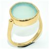 Image 3 : Gold electro plated on Silver Chalcedony(4.5ct) Gold Rhodium Plated Ring (~weight 5.35g) NEW size 6.