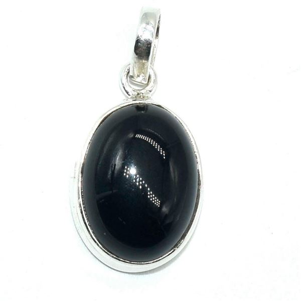 Silver Large Black Onyx(Gemstone 8.1ct) Hand Made Pendant (~weight 4.2g) NEW