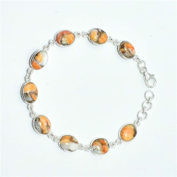 RARE Silver Oyster Turquoise(24.5ct) Hand Made Tennis Bracelet (~weight 9.2g)